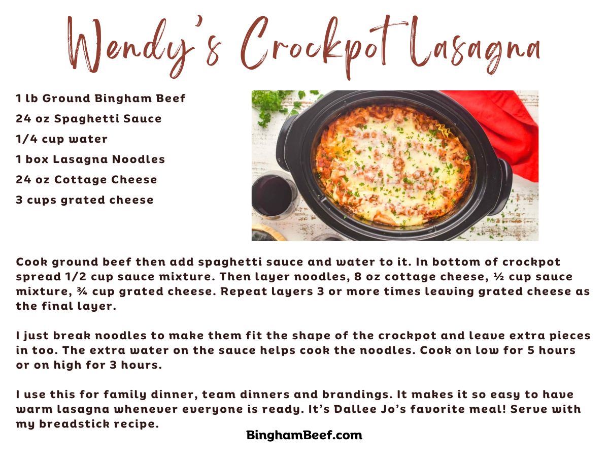 bingham Beef Crockpot Lasagna made with ground beef